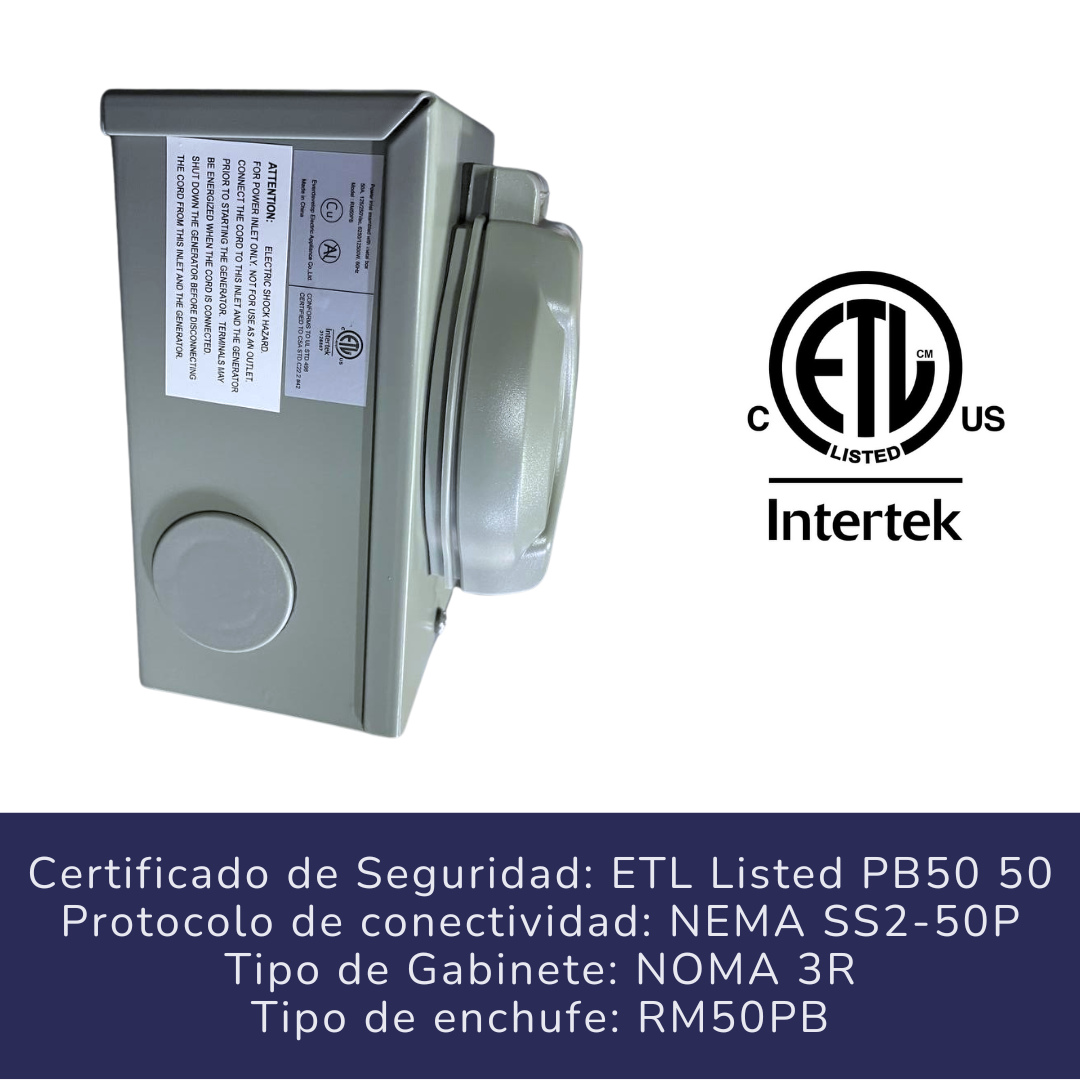 Tomacorriente Caja de entrada de Energía para Generador De 50A
